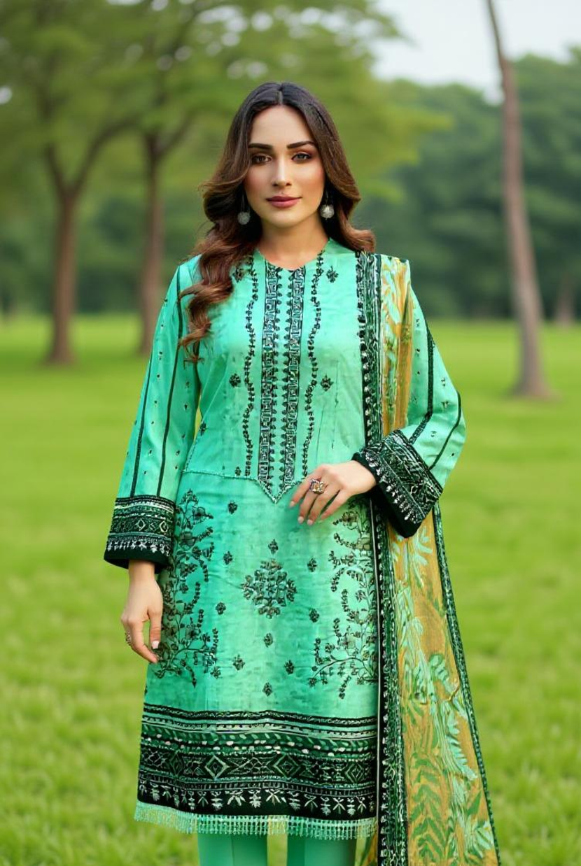 Digital Printed Lawn Sequence Two Head EMB Shirt Sethi Brothers
